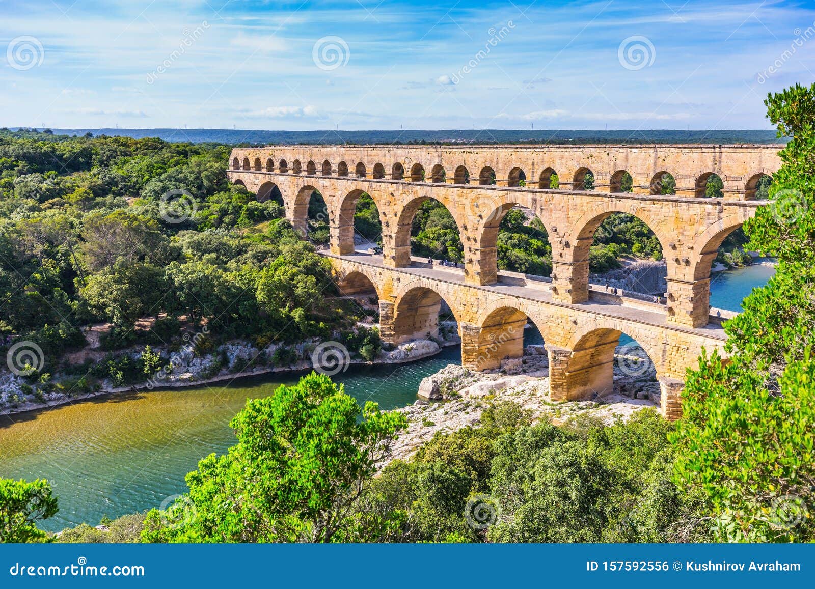 three-tiered aqueduct pont du gard and natural park