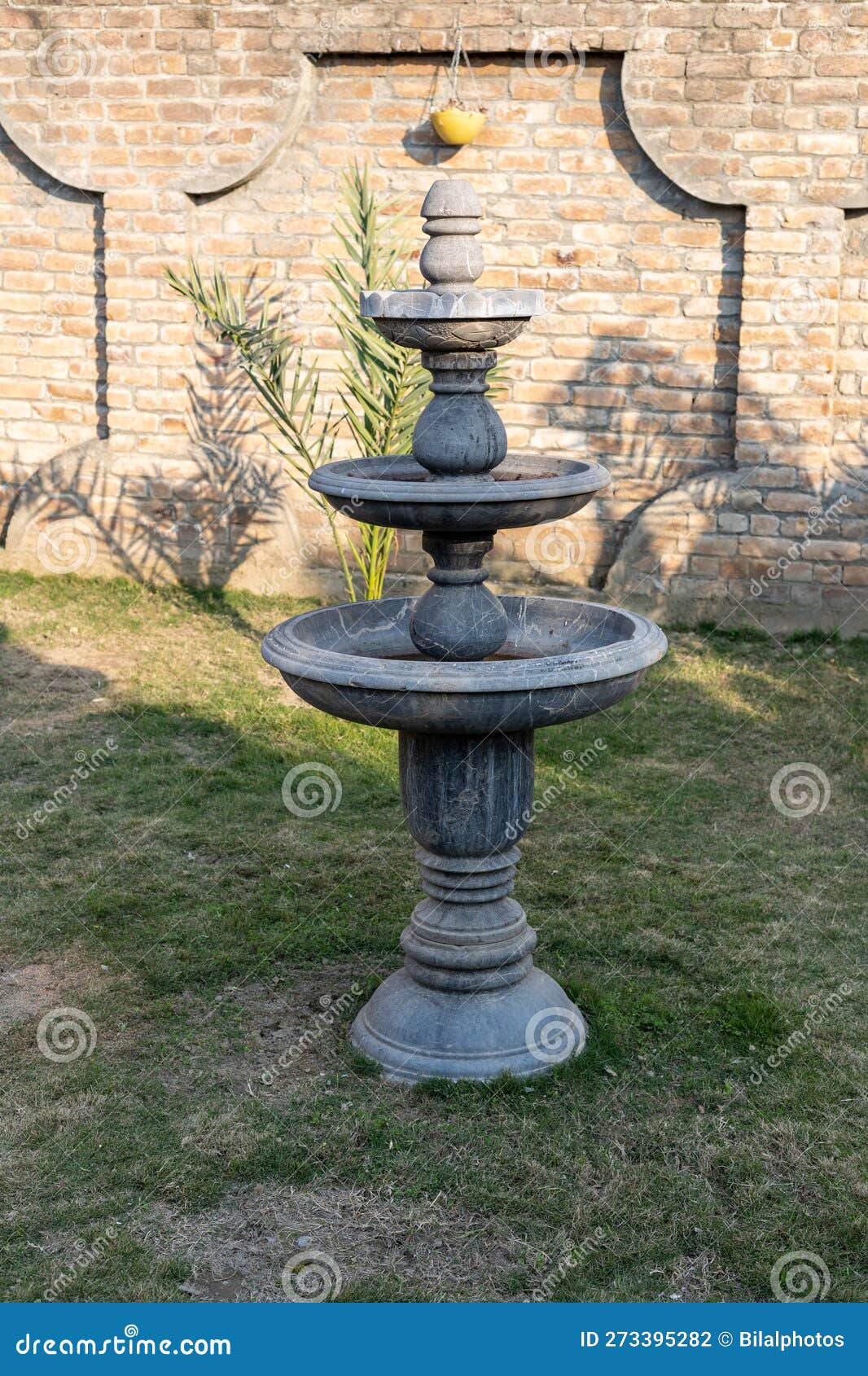Three Tiers Water Fountain in the Lawn Stock Photo Image of historic