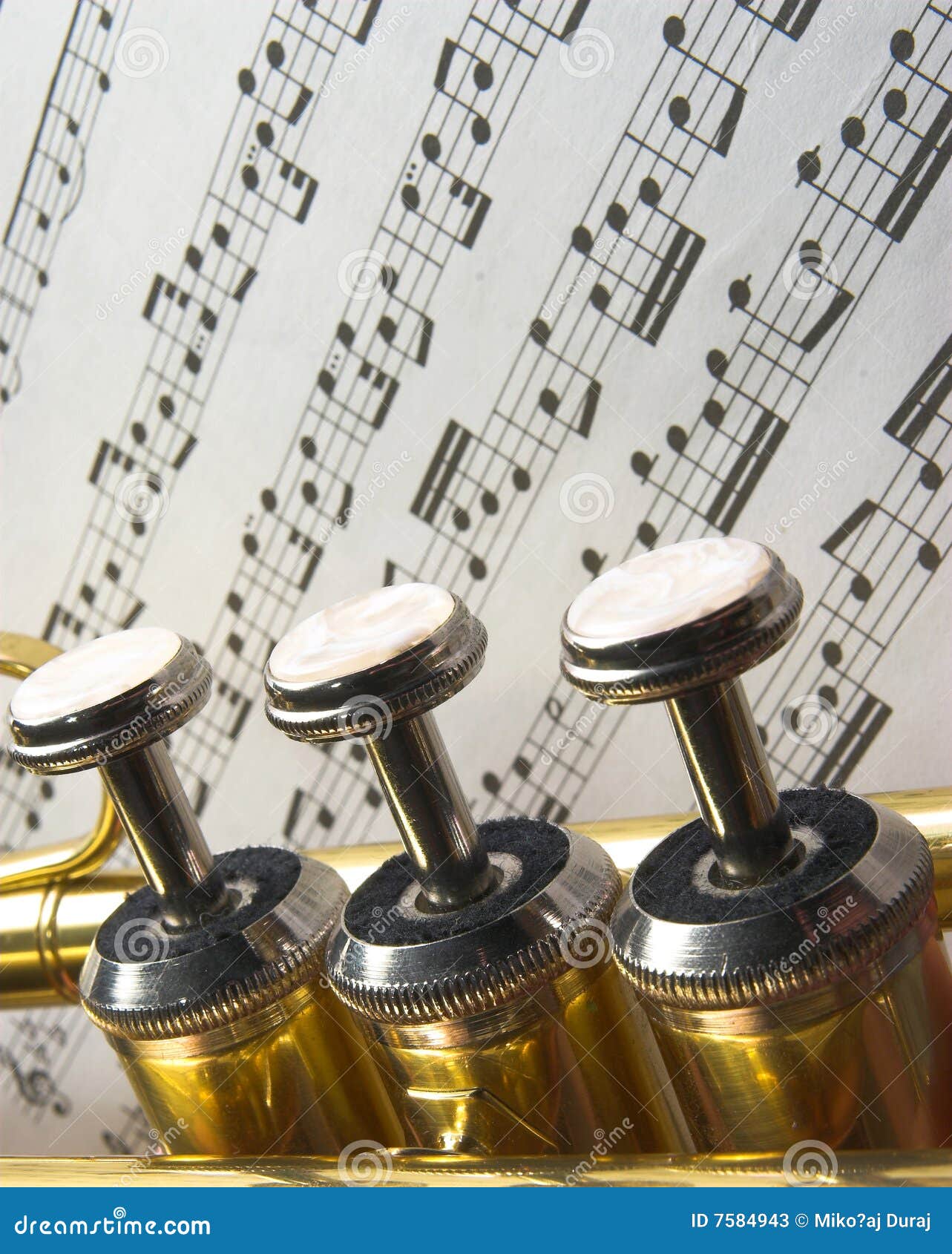 Three trumpet valves stock image. Image of trumpet, saliva 7584943
