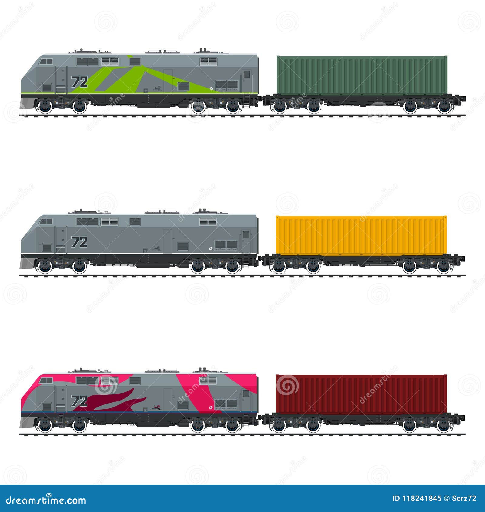 Three Types of Train stock vector. Illustration of road 118241845