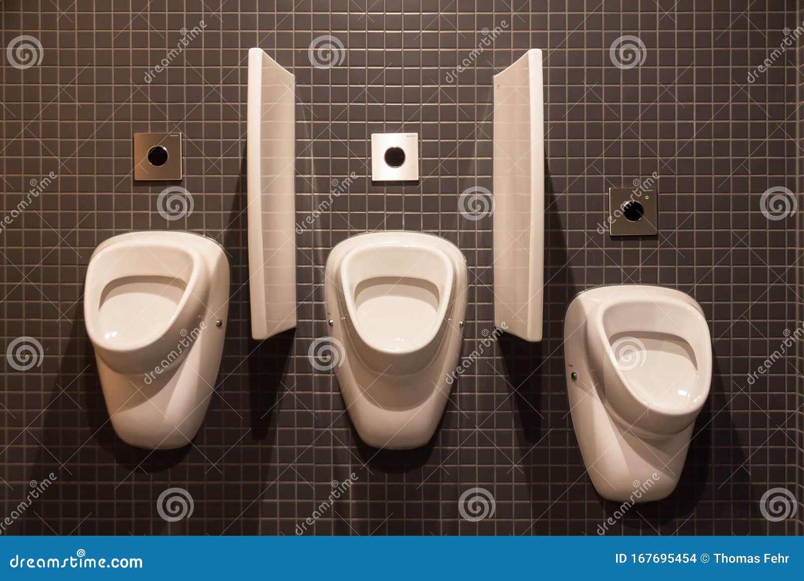 Three Urinals in a Bathroom Stock Photo Image of urinal, public