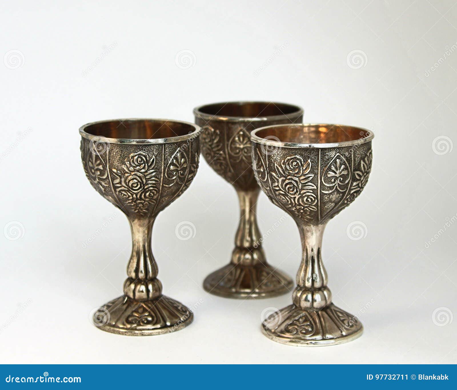 Three vintage metal Cups stock image. Image of kitchen 97732711