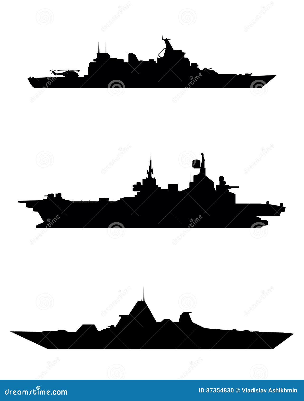 three warship silhouette