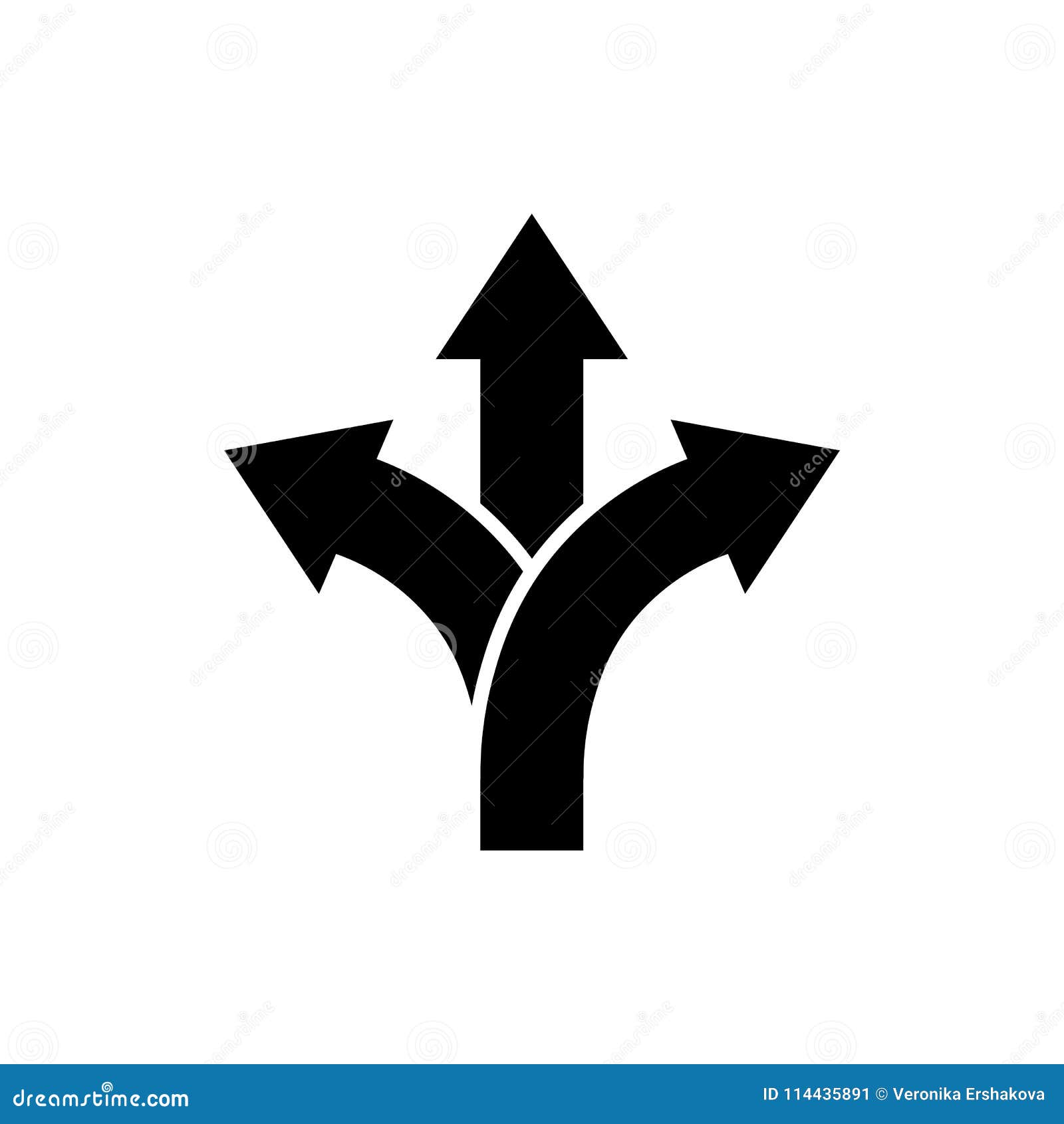 three-way direction arrow icon road direction sign