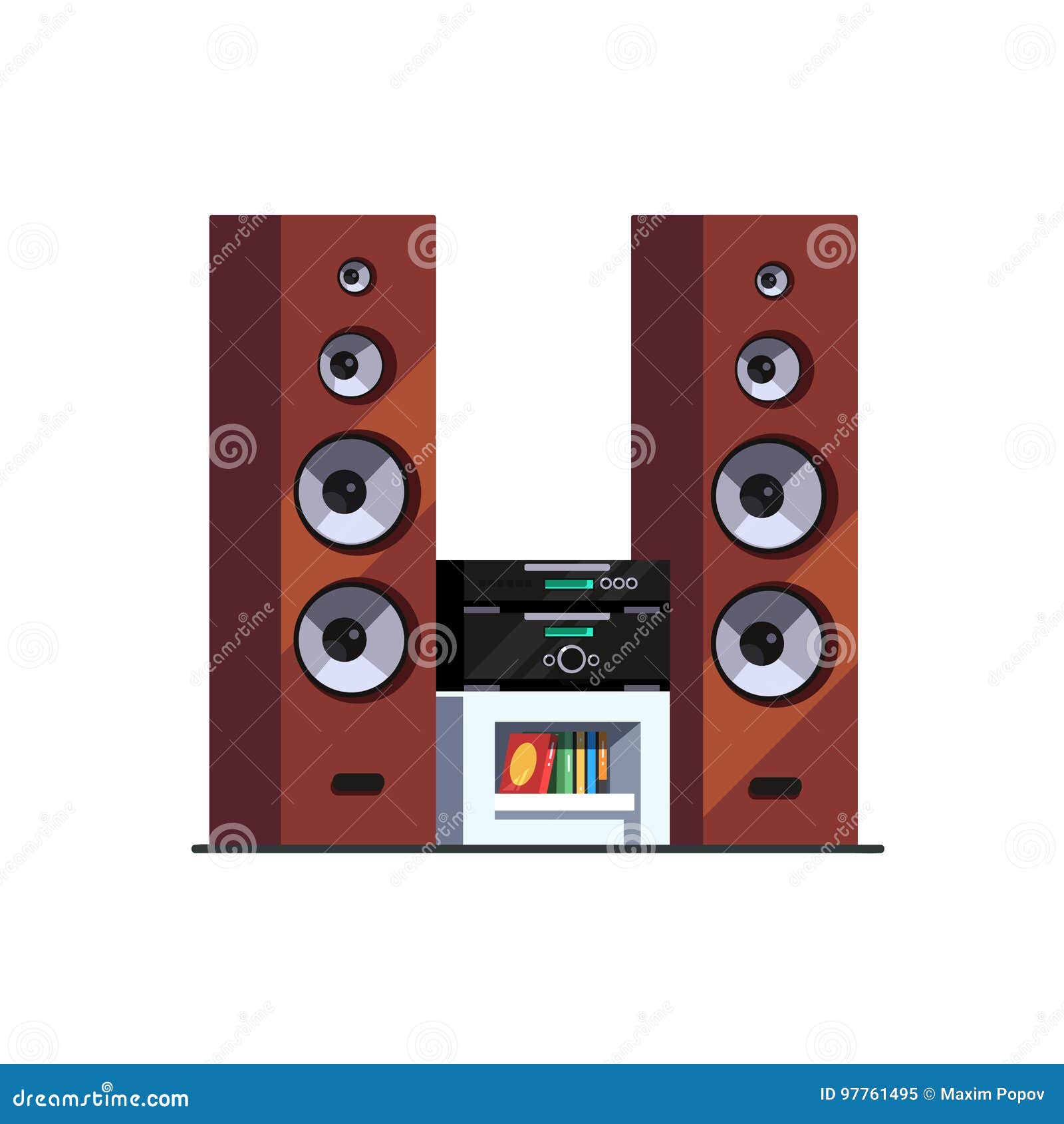 Interpretive whiskey cling Three Way Wood Floor Standing Stereo Music System Stock Vector -  Illustration of hifi, audiophile: 97761495
