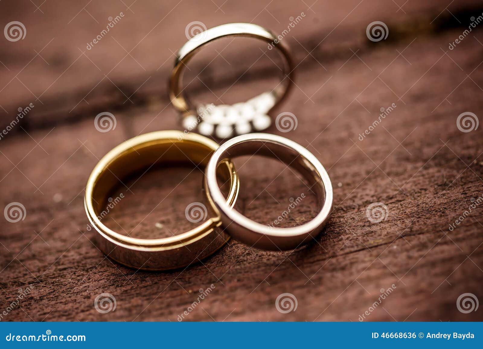 Three wedding rings stock photo. Image of fiancee, decoration - 46668636