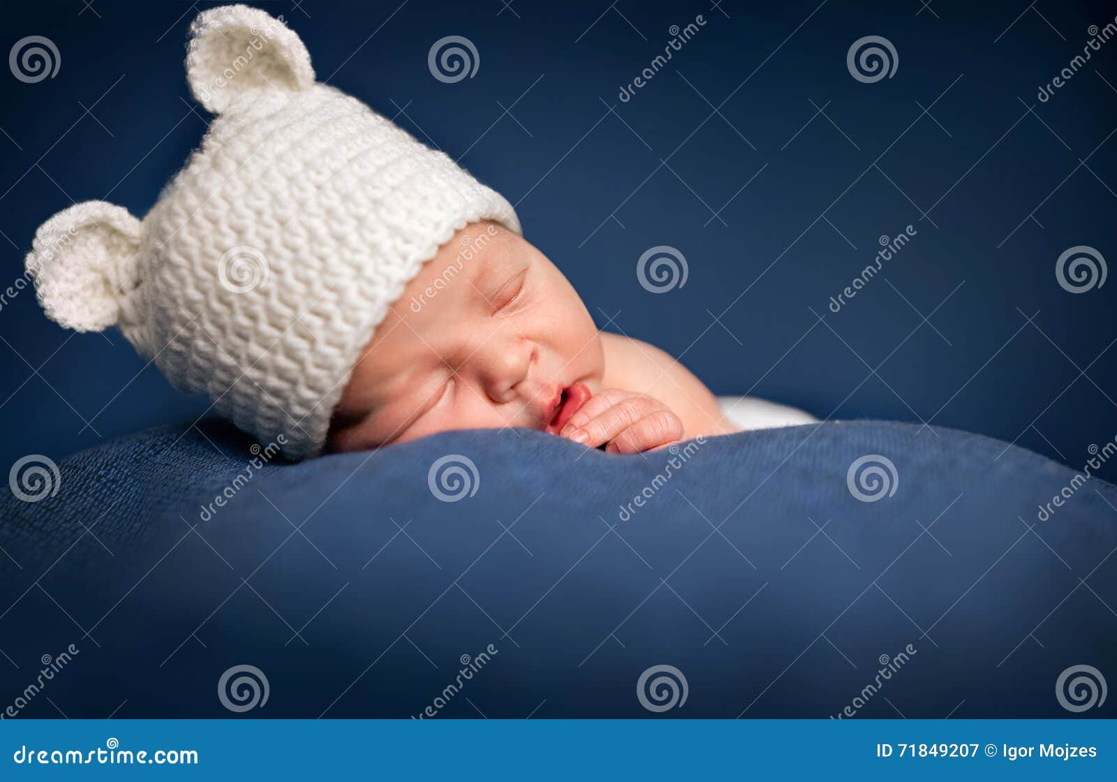 Three Week Old Newborn Baby Boy Sleeping Stock Image