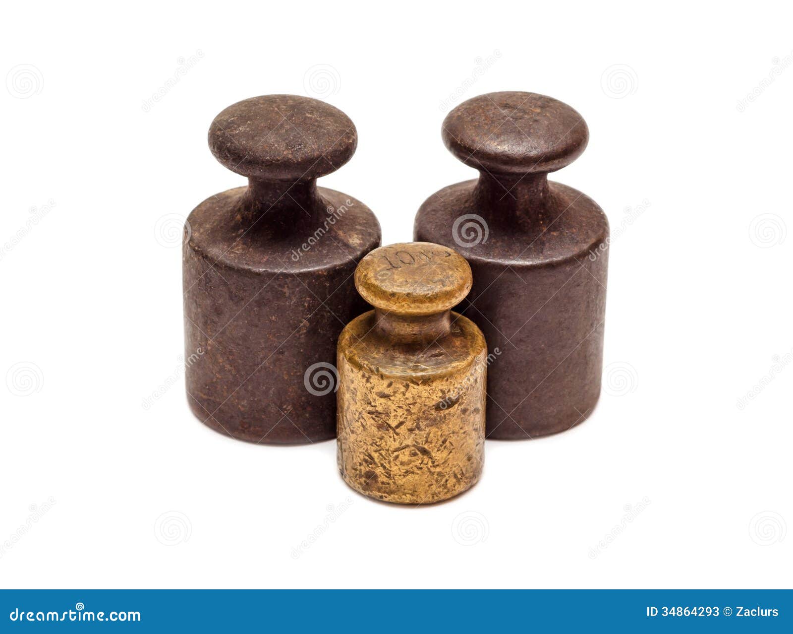 Three weights, one bronze stock image. Image of bronze 34864293