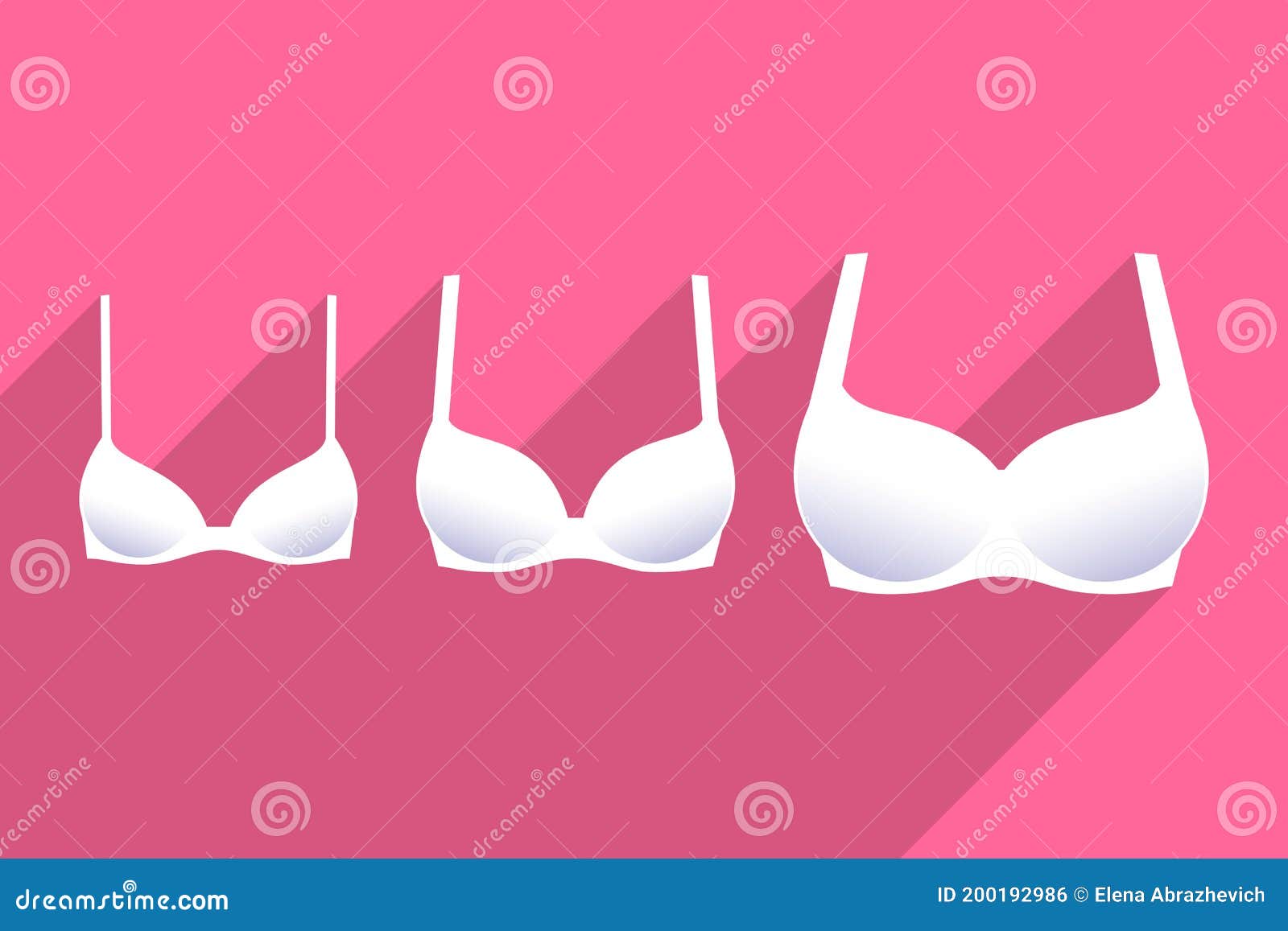Three White Brassieres with Cups of Different Sizes Stock Vector -  Illustration of feminine, measuring: 200192986