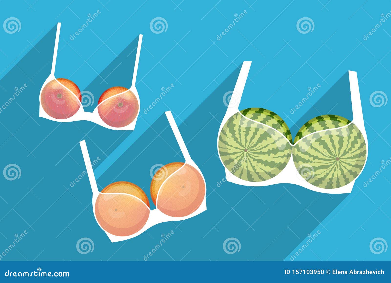 Brassieres with Fruits Inside. Different Bra Sizes Stock Vector -  Illustration of medium, apple: 157103950