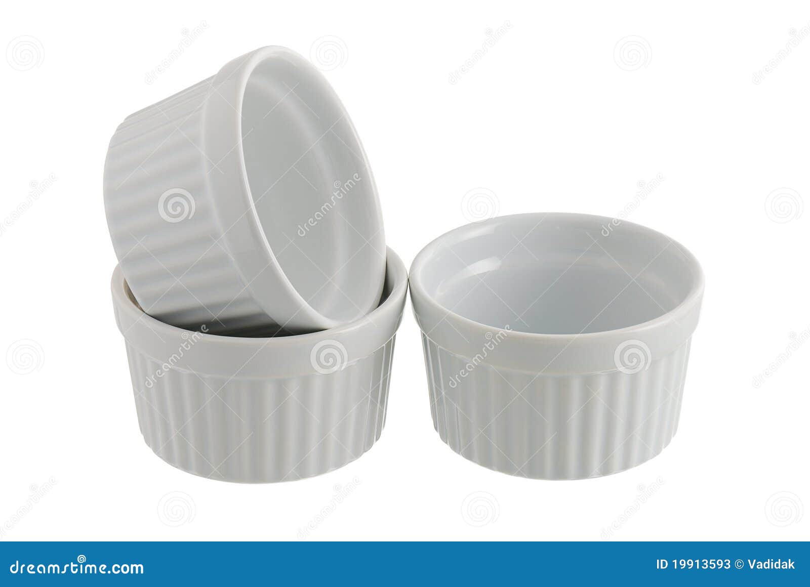 Three White Ceramic Individual Baking Pans Stock Image Image of