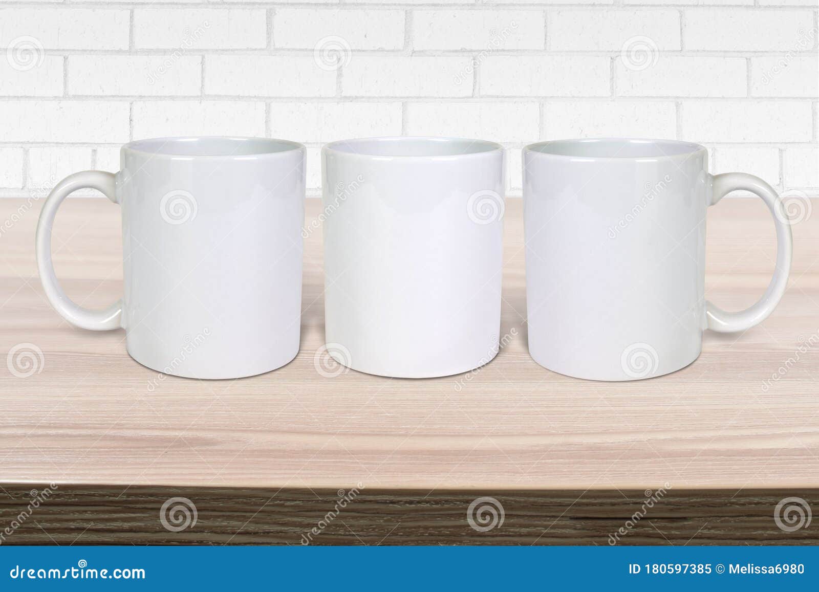Download Three White 11 Oz Coffee Mugs Mockup Stock Image Image Of Mock Design 180597385