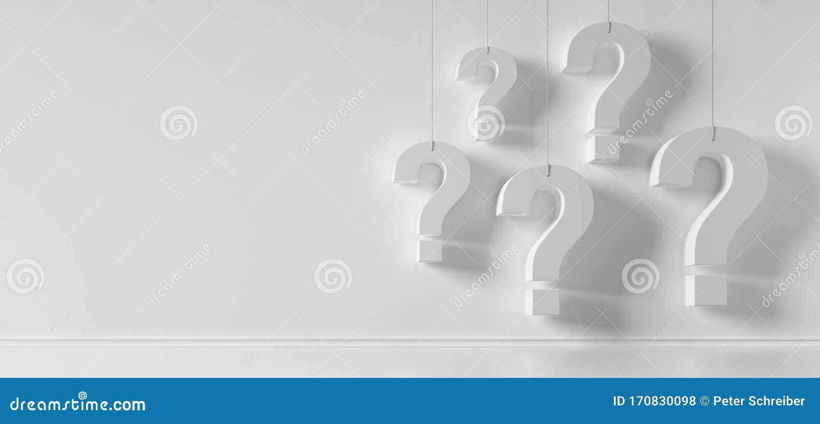 White Question Marks Against a Wall Stock Photo Image of glossy