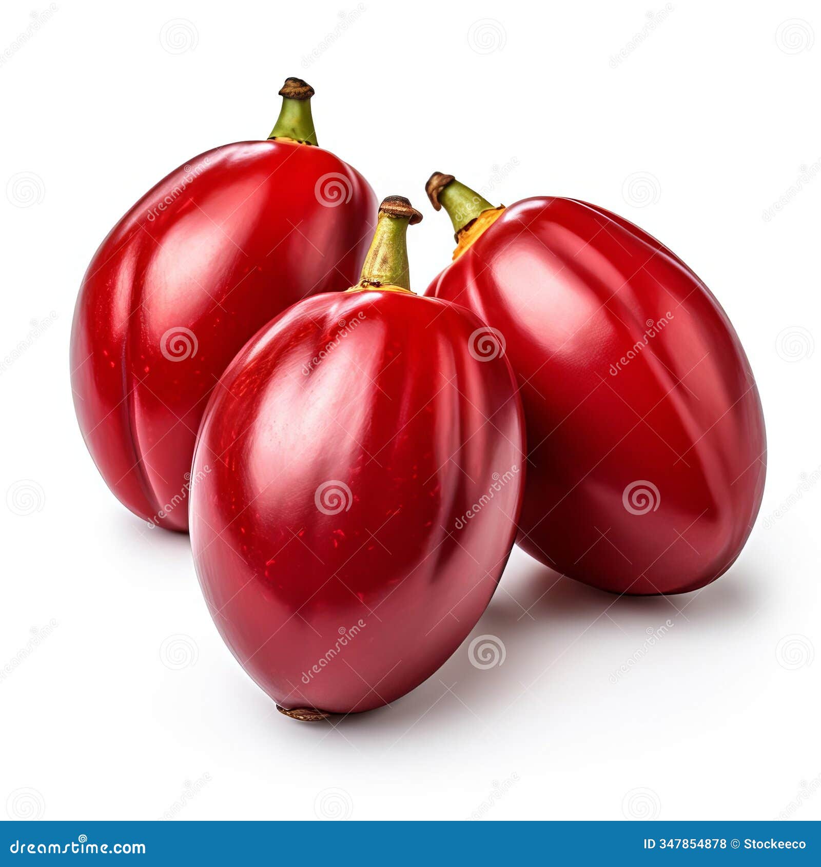 three whole tamarillo fruits  on white background image