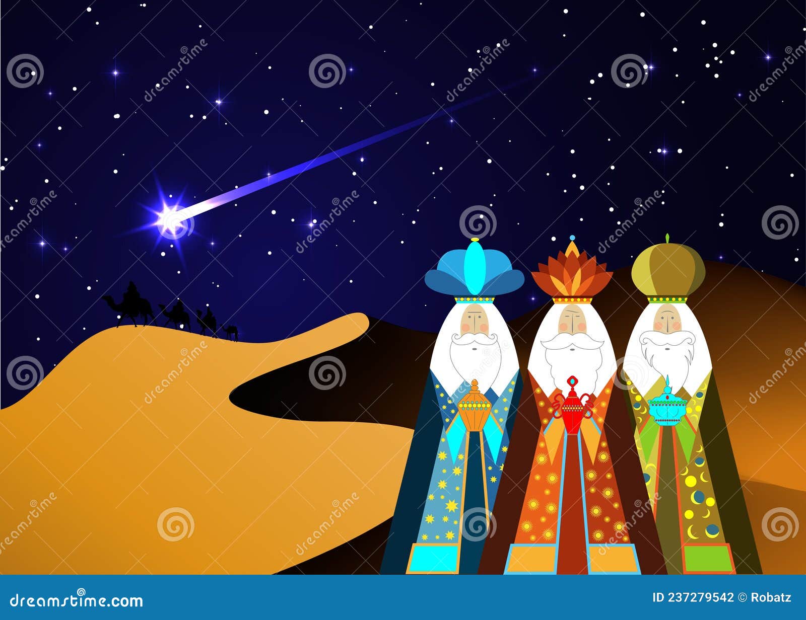 three wise men christmas. three biblical kings, caspar, melchior and balthazar. bethlehem nativity concept, epiphany