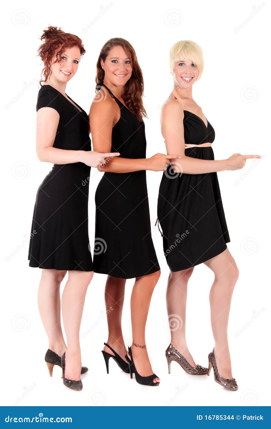 Three women black dresses stock photo. Image of smile - 16785344