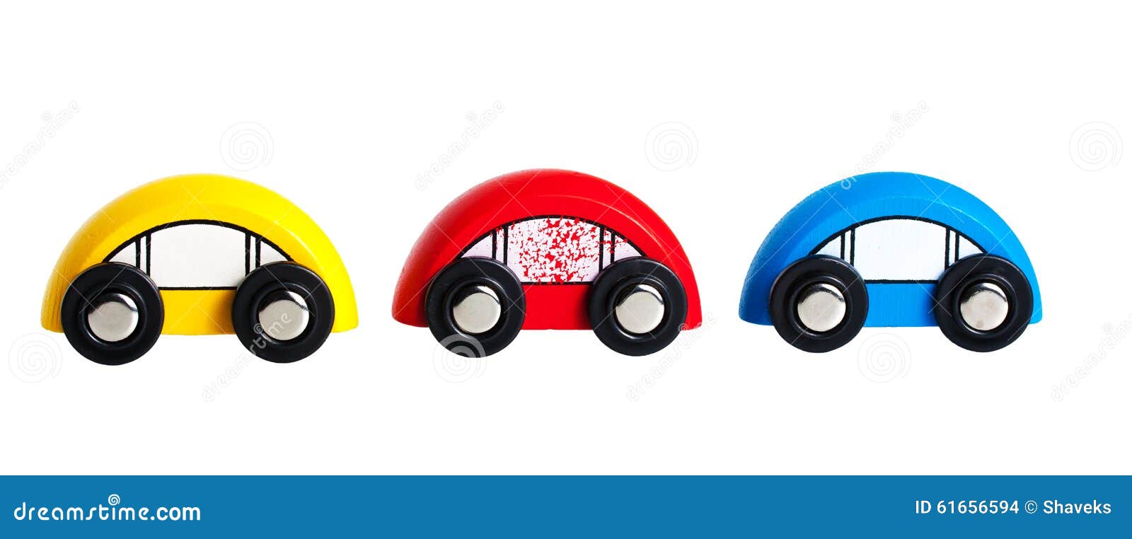Three Wooden Colored Toy Cars Stock Photo Image of model, isolated 61656594