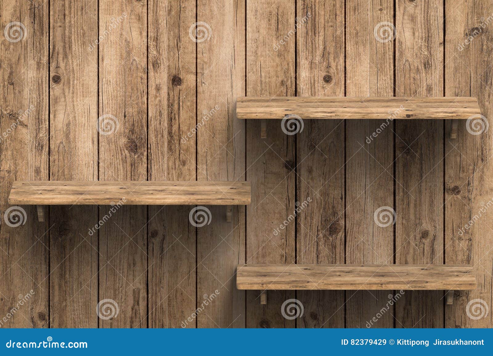three wooden shelves on wall