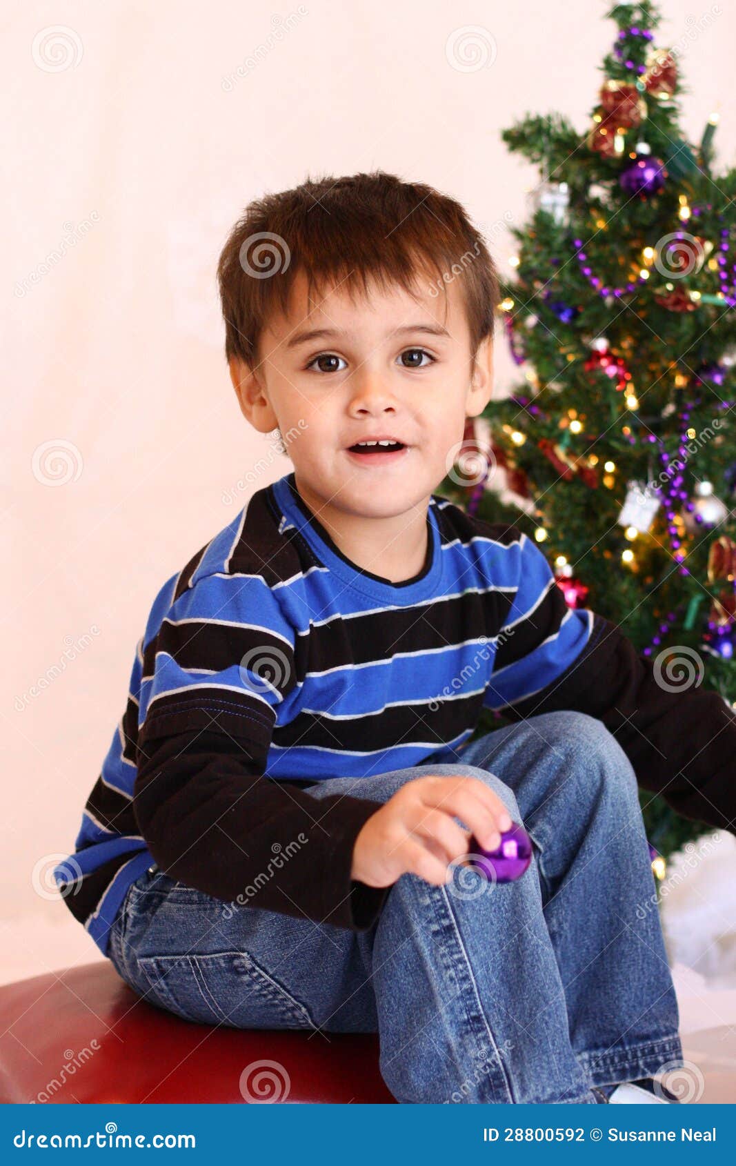 Three Year Old Christmas Boy Stock Photo Image of brown, adorable
