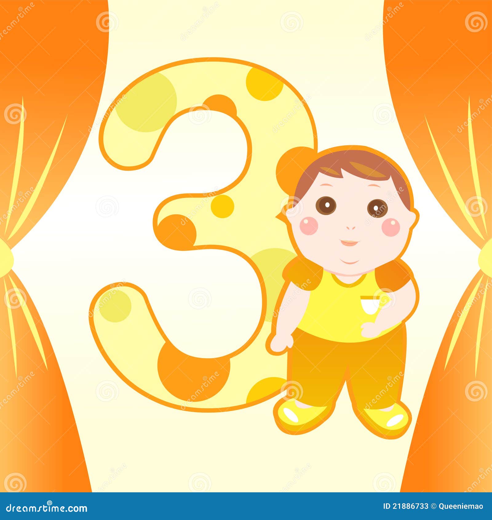 Three years old baby card stock vector. Illustration of birthday - 21886733