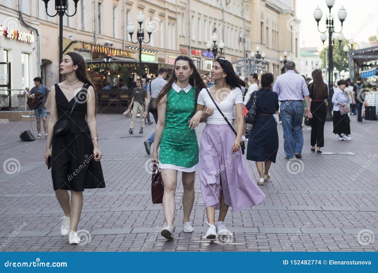 Russian Girls Walking Along Telegraph