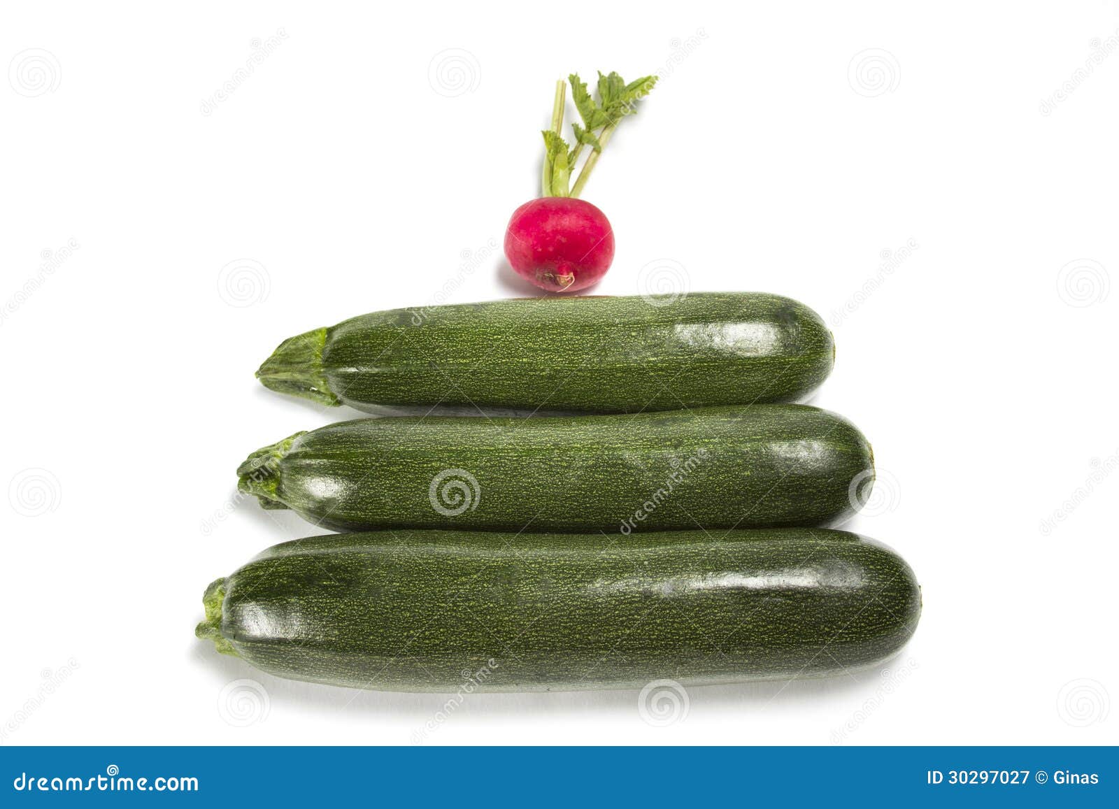 Three Zucchini and a Radish Stock Image Image of fresh, appetizer