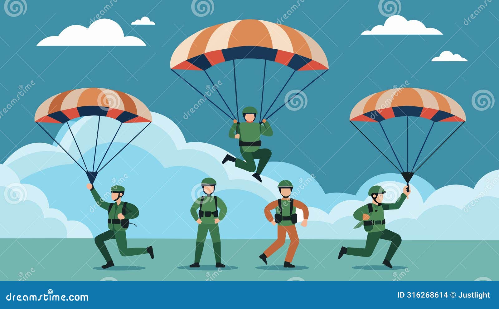 a thrilling parachuting demonstration by the elite paratroopers of the base showing off their expert skills and