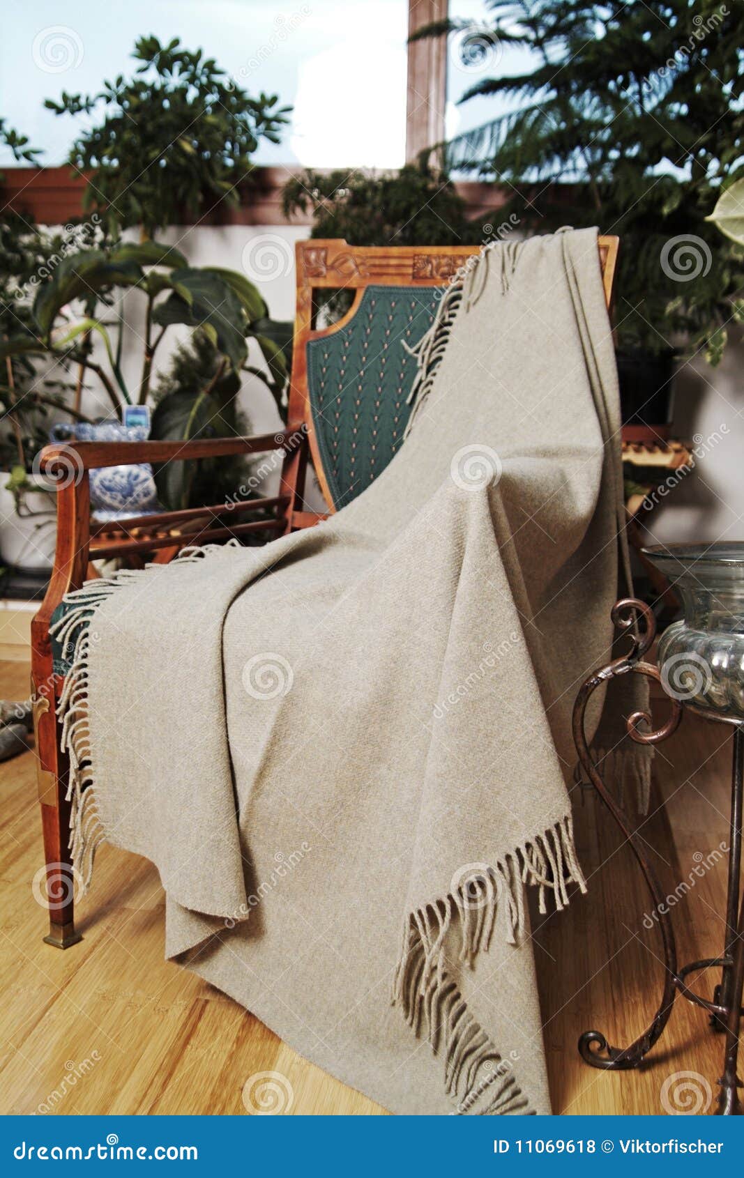 Throw on an antique chair stock photo. Image of antique 11069618