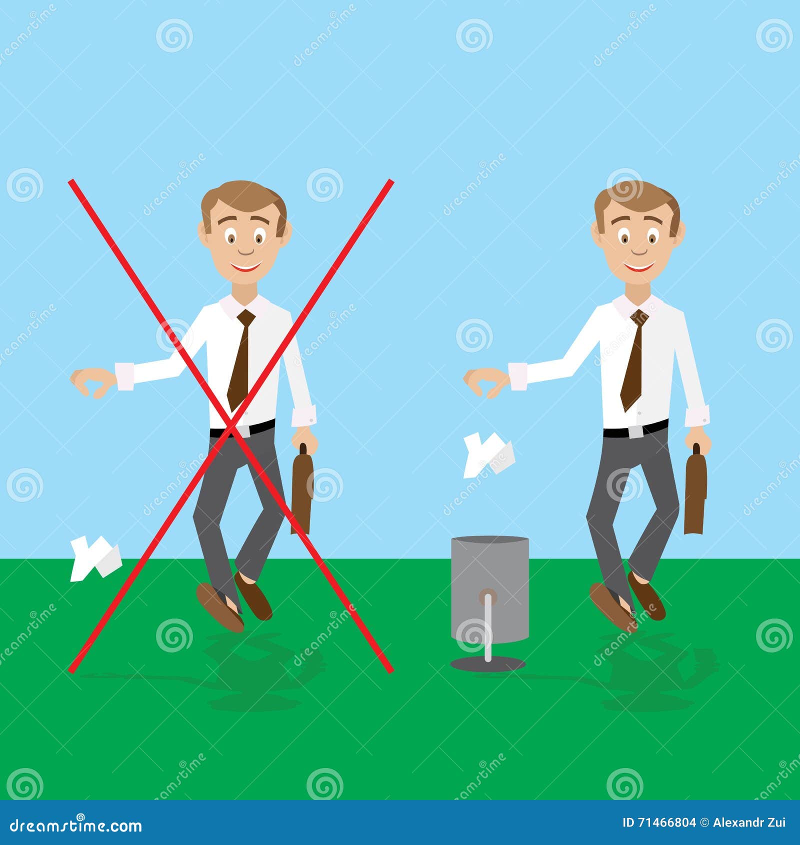 Throw garbage in the trash stock vector. Illustration of information