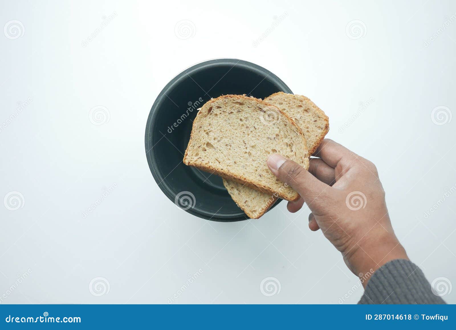 Throwing Bread in a Garbage Bin Stock Photo Image of recycling, loaf