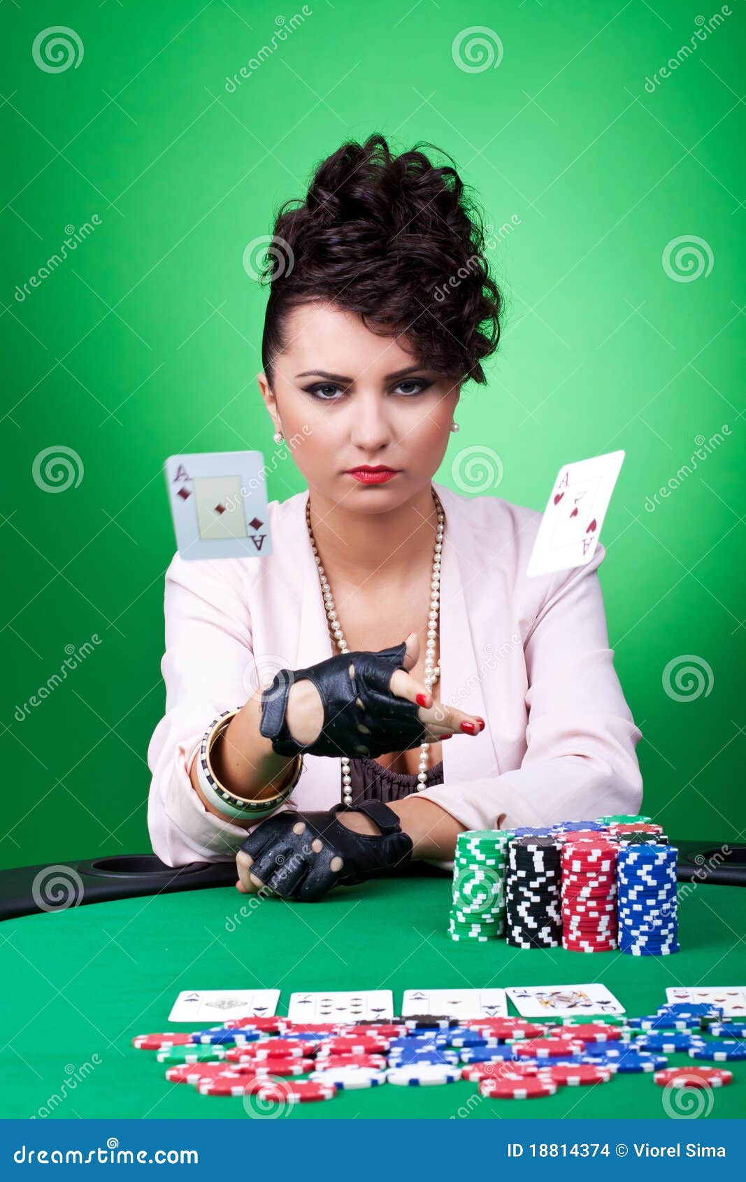 Throwing a Pair of Aces on the Table Stock Photo - Image of games ...