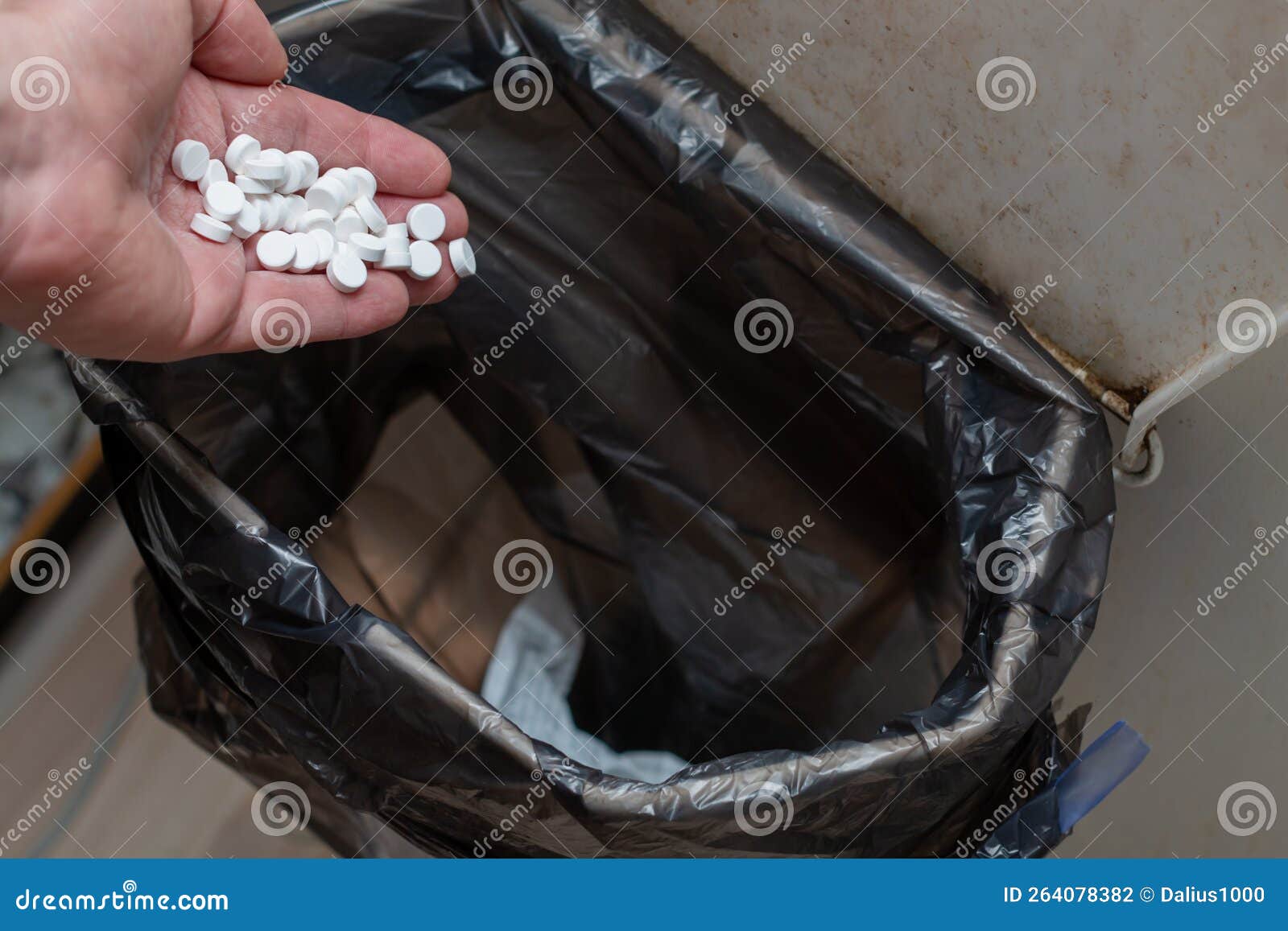 Throwing Pills into the Garbage Illegal Disposal Stock Photo Image of throw, drug 264078382