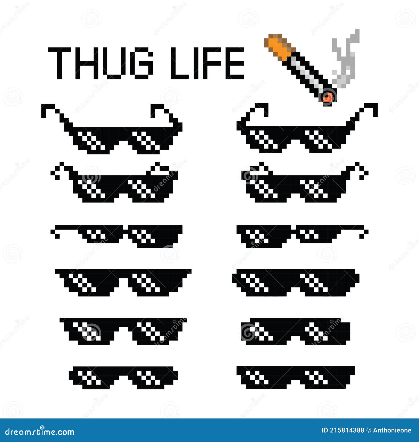 Thug Life Glasses 8 Bit Pixel Vector Illustration Stock Vector ...