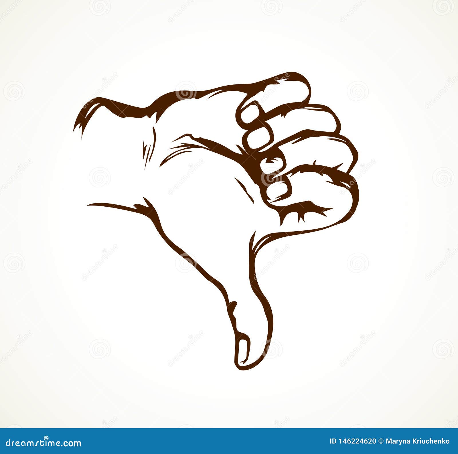 Thumb Down Sign. Vector Drawing Stock Vector - Illustration of drawn 