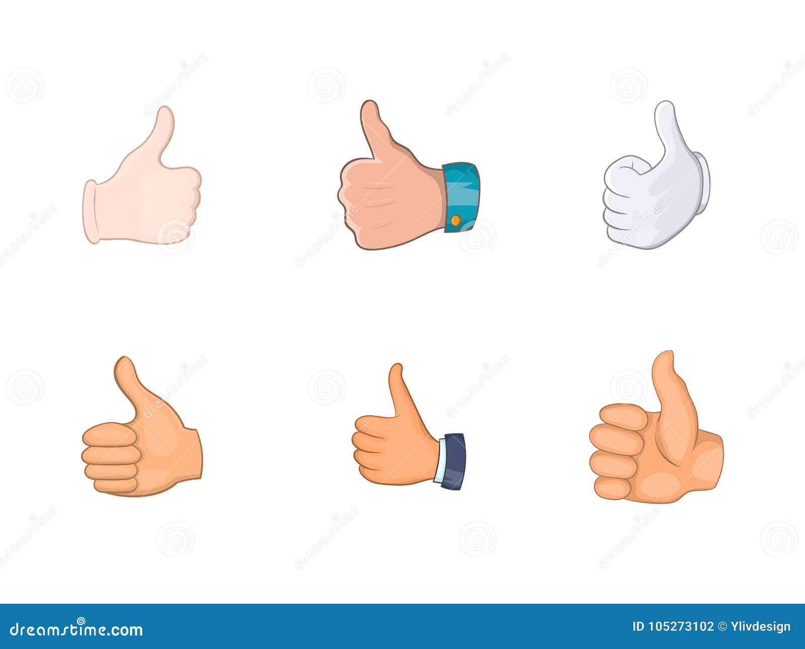 Thumb Up Icon Set, Cartoon Style Stock Vector - Illustration of icon