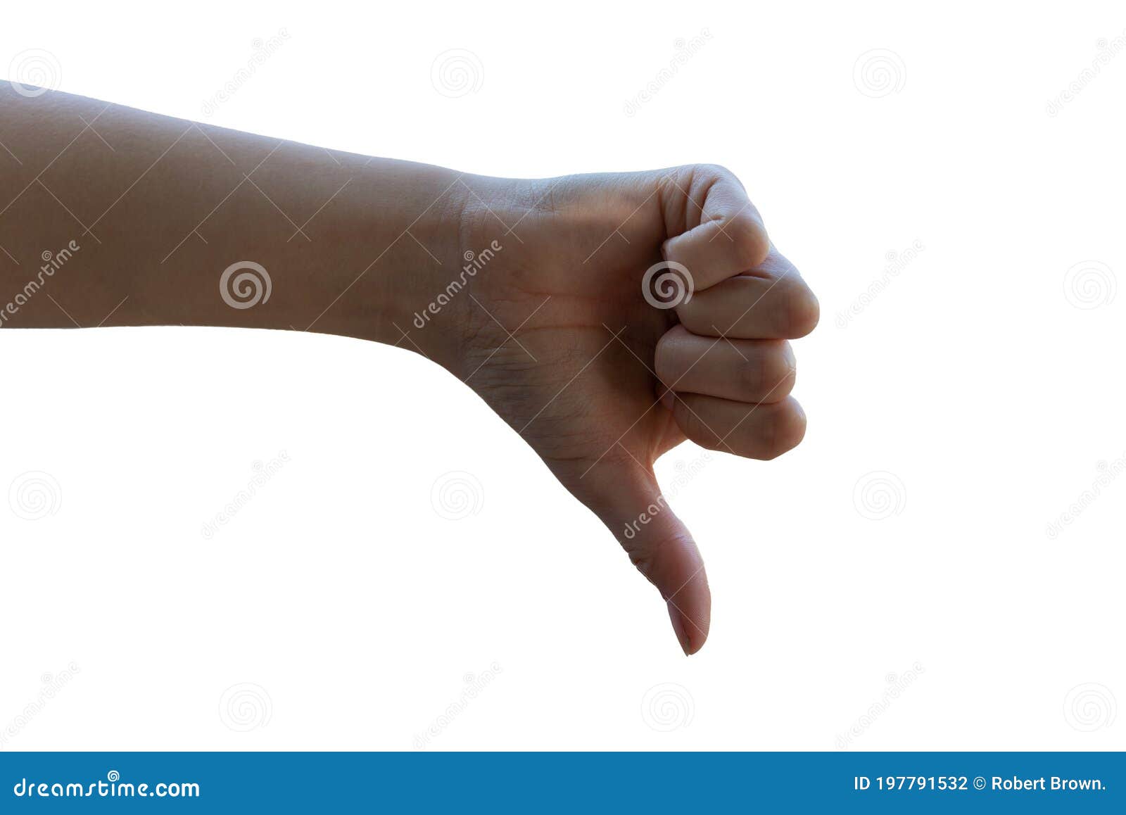 Thumbs Down Gesture ,hand Isolated on White Background Stock Photo