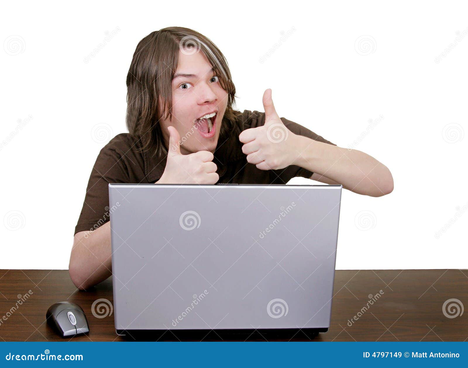 Thumbs up with computer stock image. Image of people, career 4797149