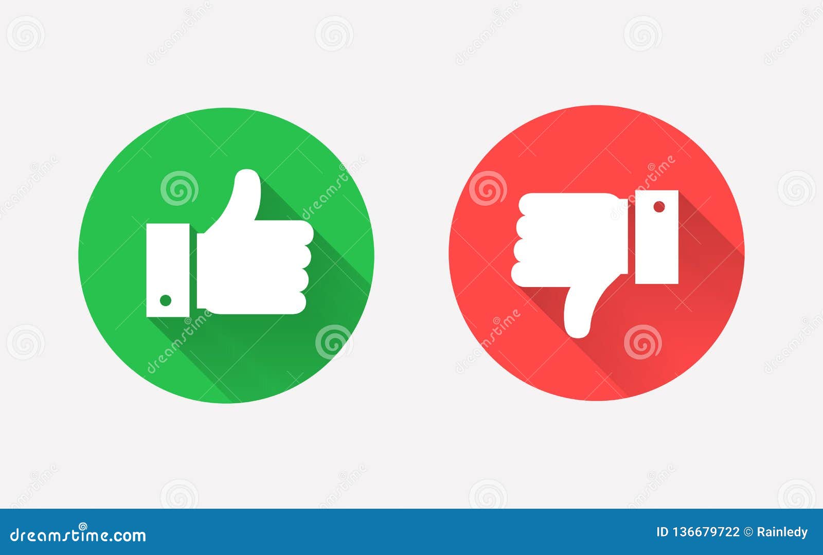 thumbs up and down flat icon in circle s