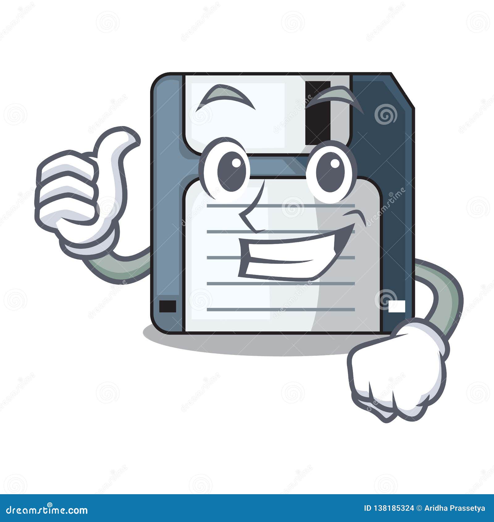 Thumbs Up Floppy Disk Isolated with a Mascot Stock Vector