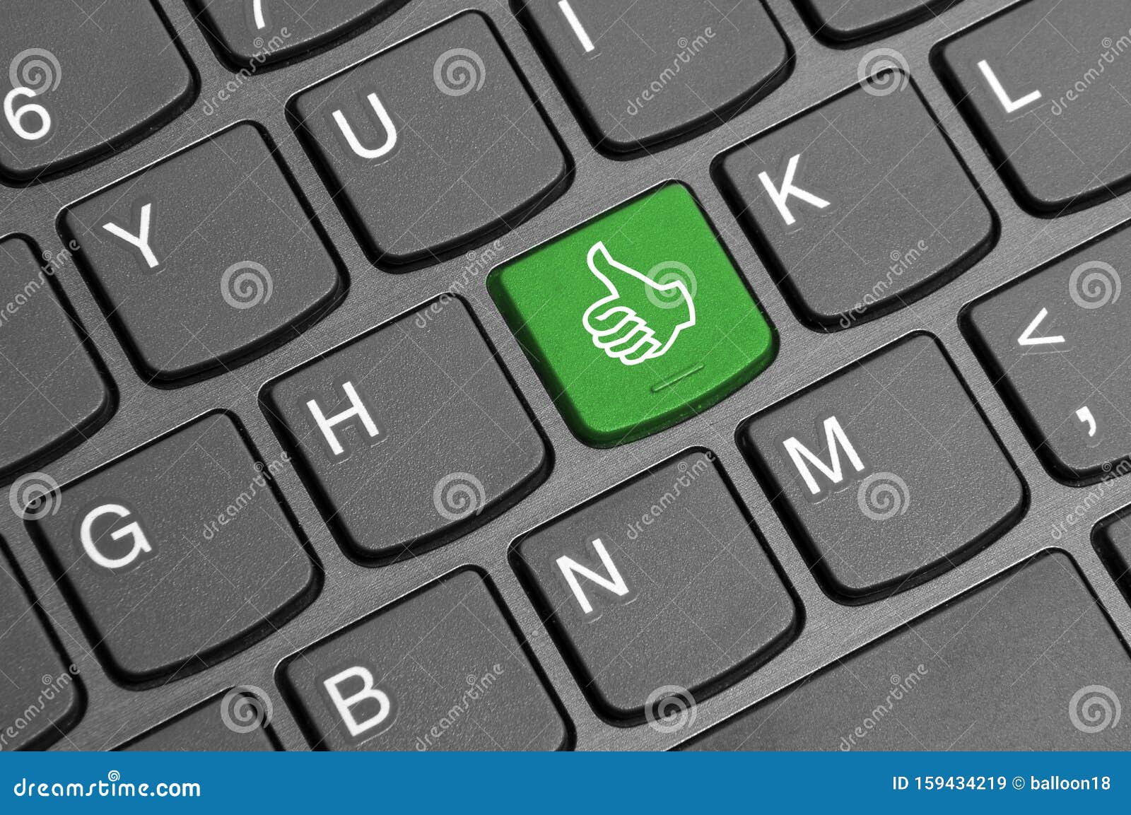Thumbs up key on keyboard stock image. Image of board 159434219