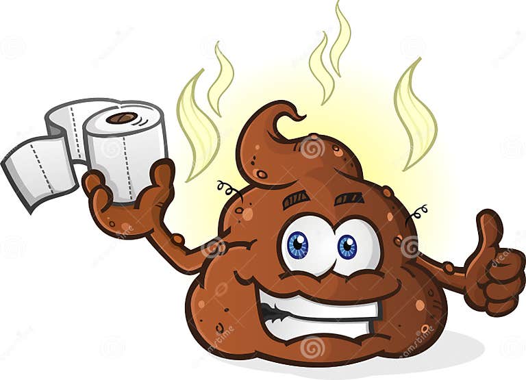 Thumbs Up Poop Cartoon Character Holding Toilet Paper Stock Vector ...
