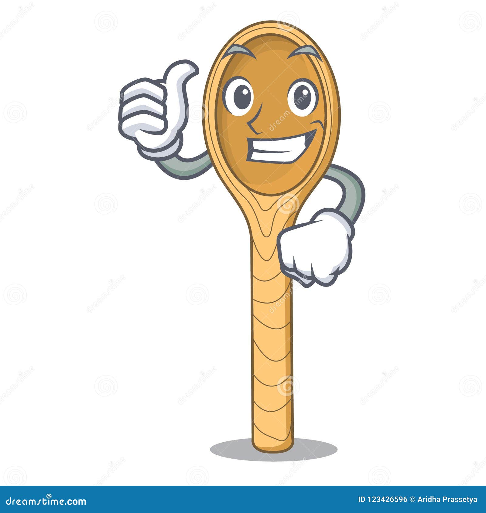 Thumbs Up Wooden Spoon Character Cartoon Stock Vector - Illustration of  good, finger: 123426596