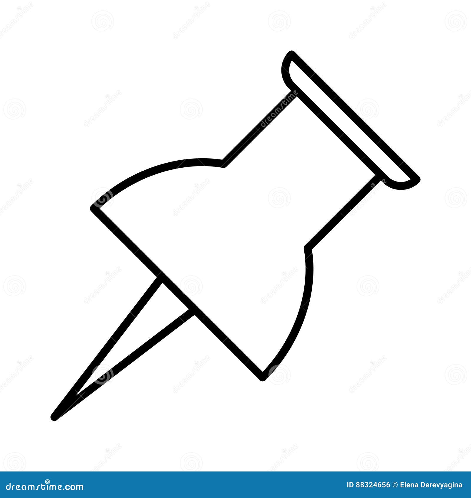 Thumbtack Icon Black Contour of Illustration Stock Illustration Illustration of element, paper