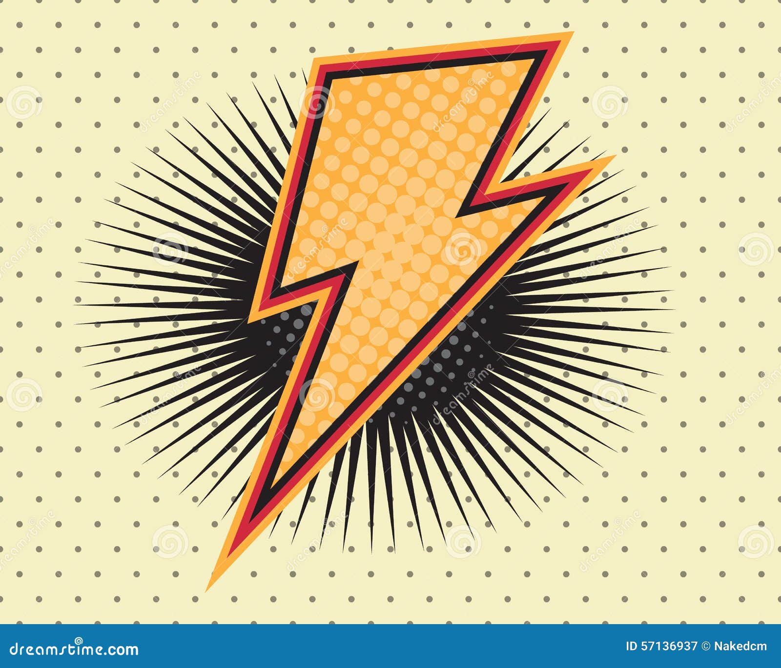 Thunder Bolt Lighting  Pop  Art  Stock Vector Illustration 