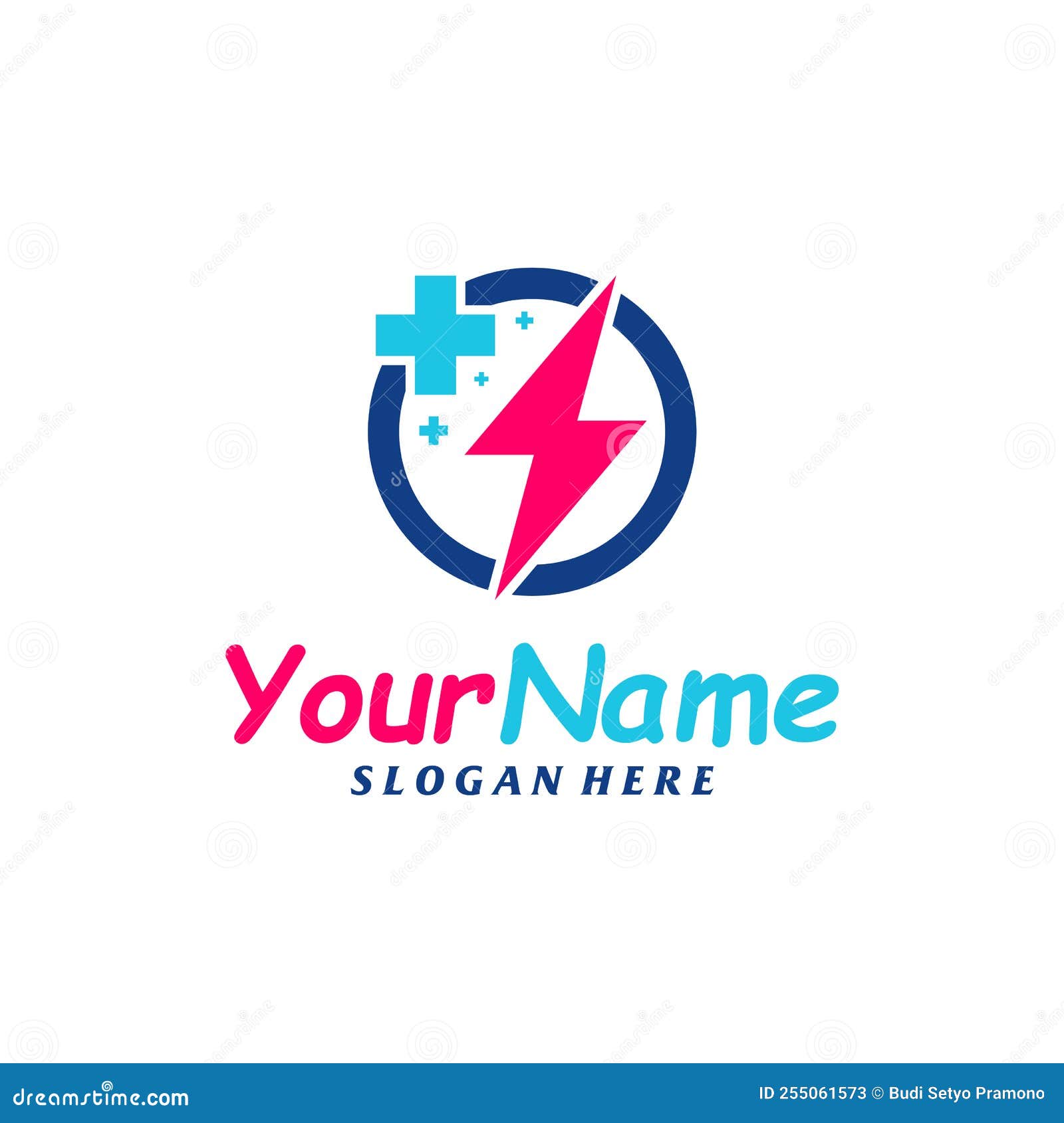 Thunder Health Logo Design Template. Fast Health Logo Concept Vector