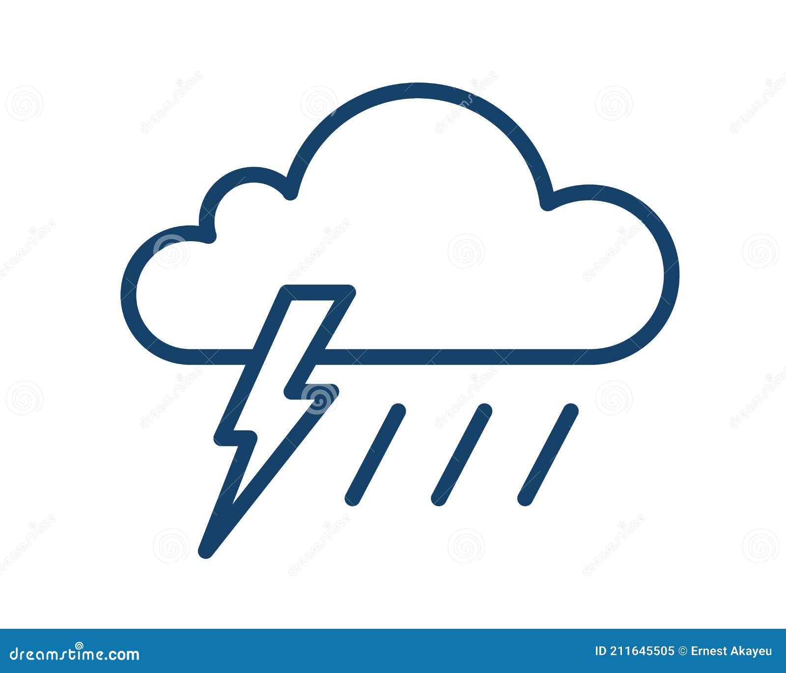 Thunder Storm Icon With Cloud Lightning And Rain Simple Weather Logo