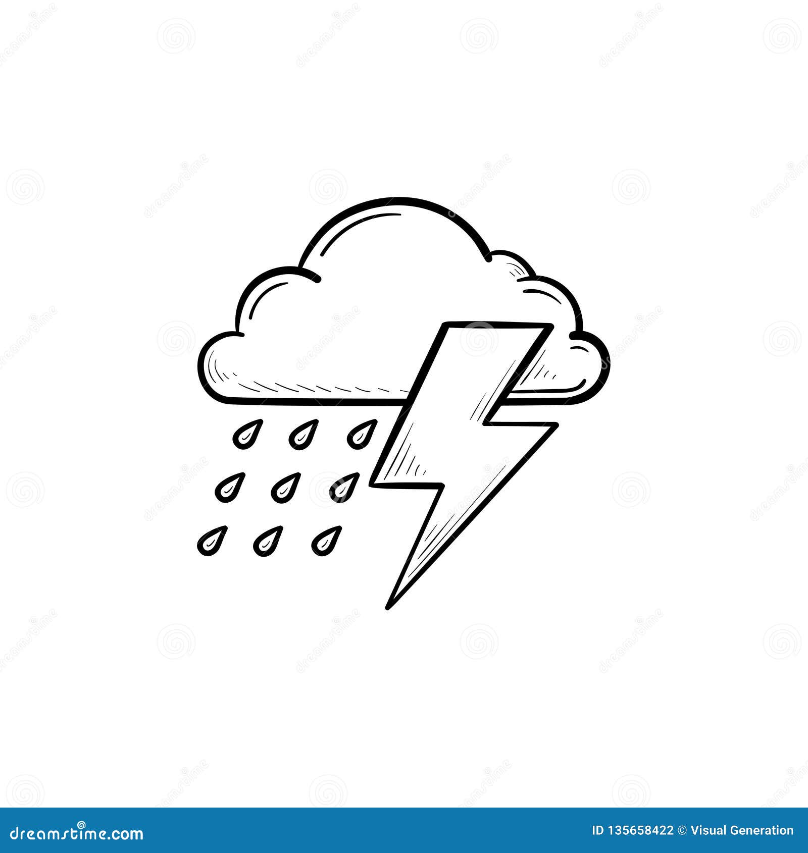 Storm Cloud With Flash Lightning Monochrome Vector - stock vector 3587897 |  Crushpixel