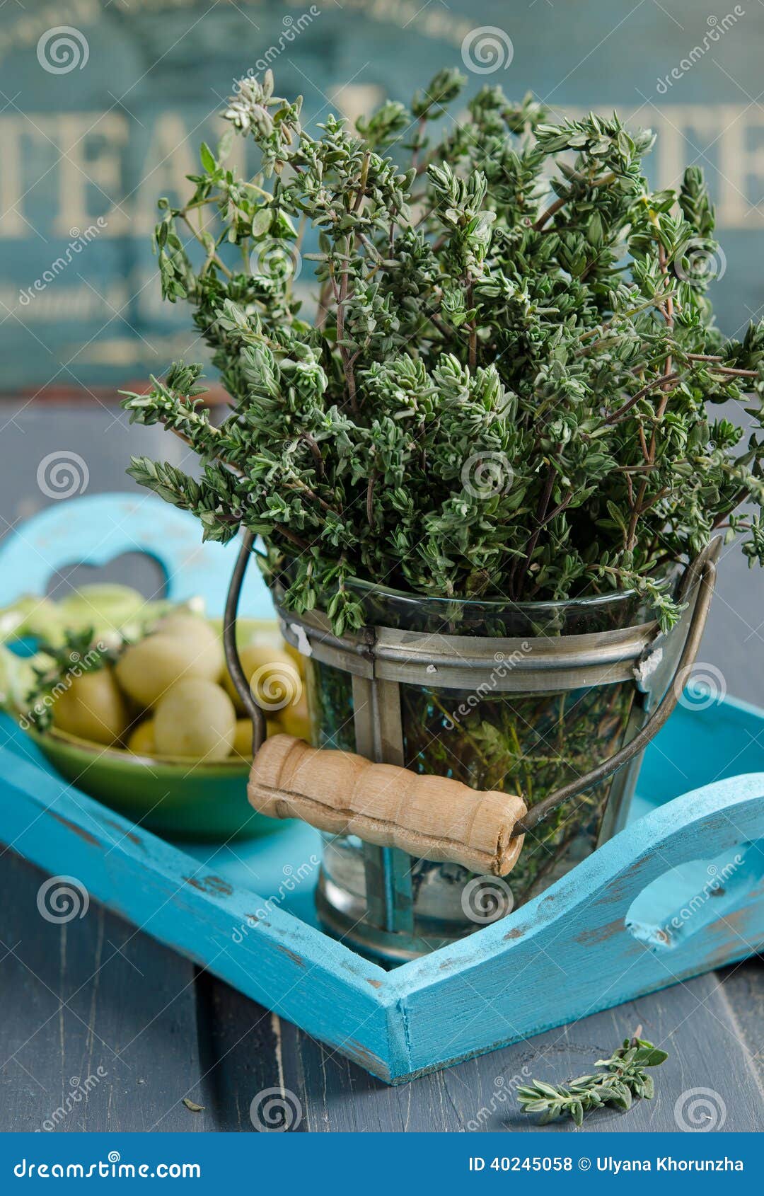 Thyme herb plant in a vase stock photo. Image of ingredient 40245058