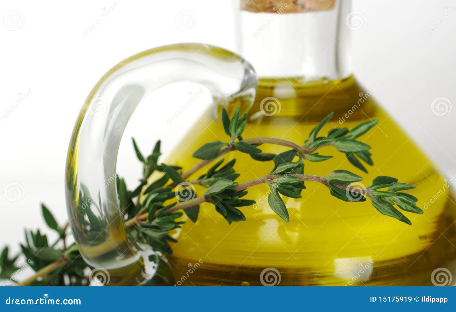 Thyme with Olive Oil stock image. Image of glass, green 15175919