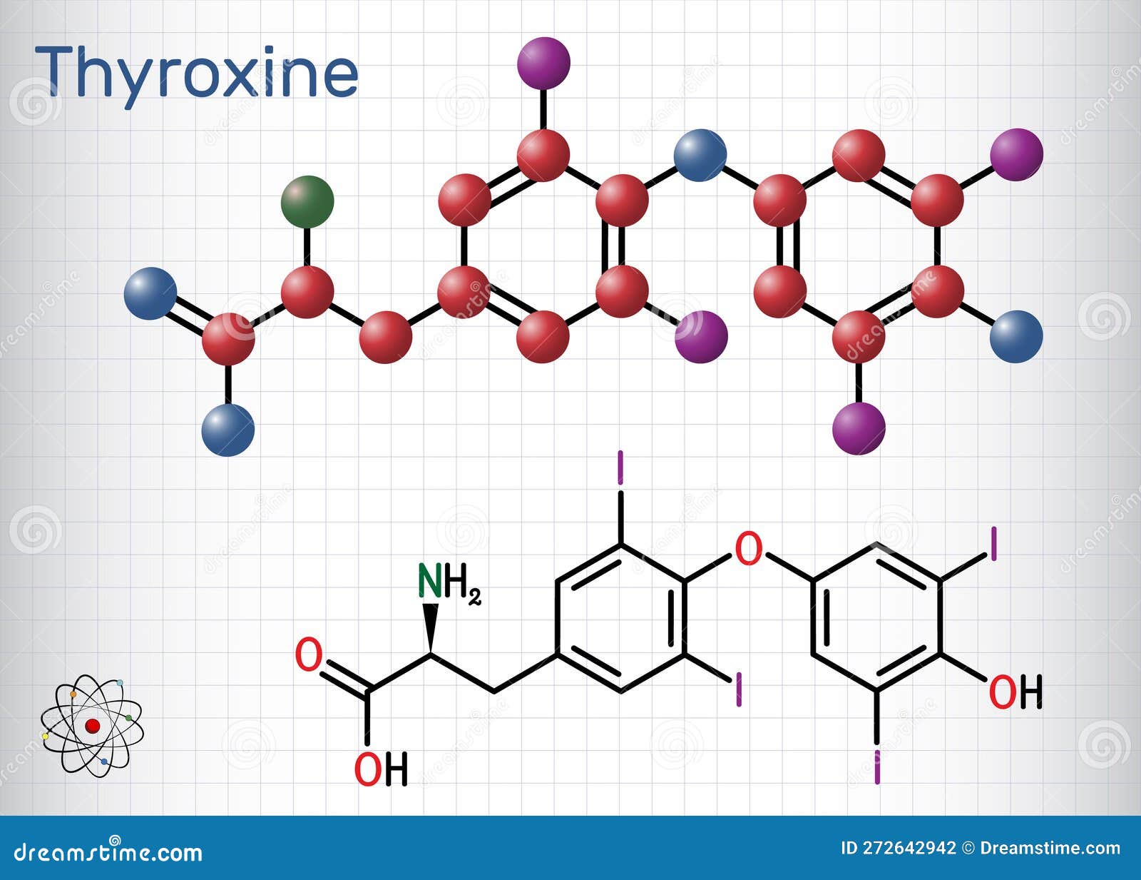 Levothyroxine Molecule, Molecular Structures, L-thyroxine, 3d Model ...